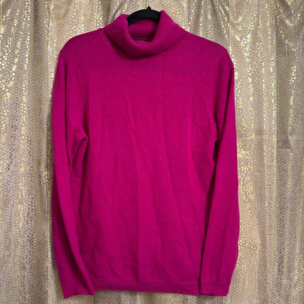 Charter Club 100% Cashmere Vibrant Magenta Pink Turtleneck Sweater Large